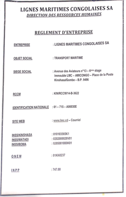 Règlement de l'Entreprise